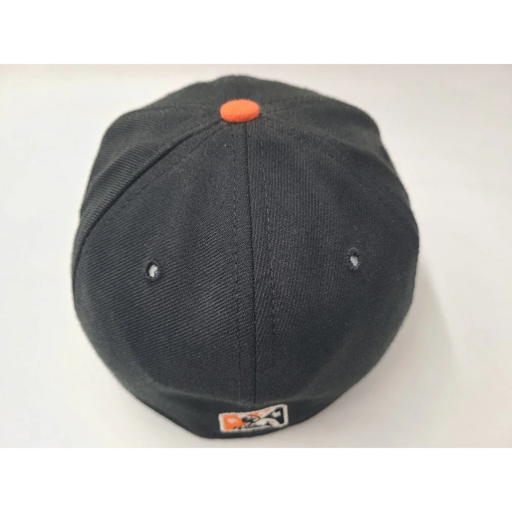 Vintage Bowie Baysox New Era 59Fifty Fitted 7 Hat Cap Wool Men MiLB Black Orange